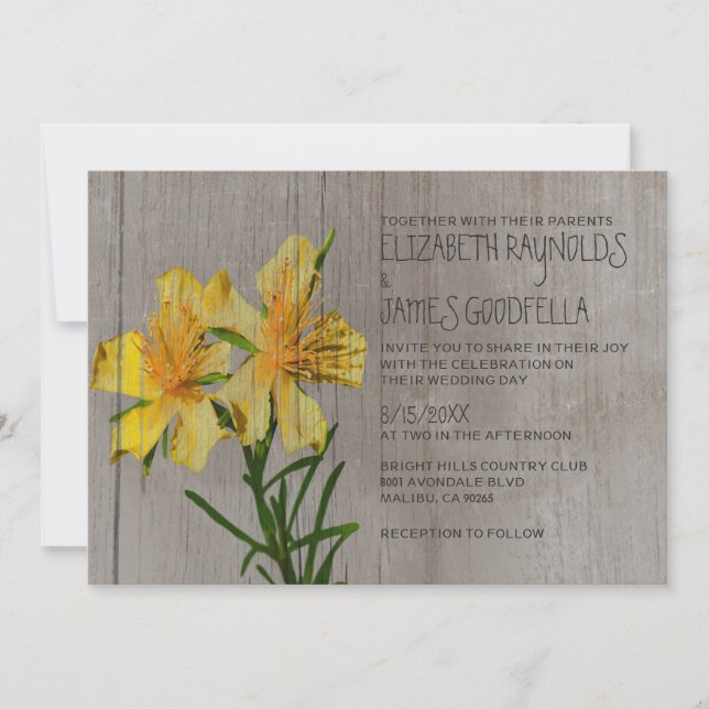 Invitaciones a la boda de Hipericum Rústico (Anverso)