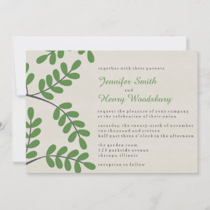 Invitaciones a la boda de hojas verdes