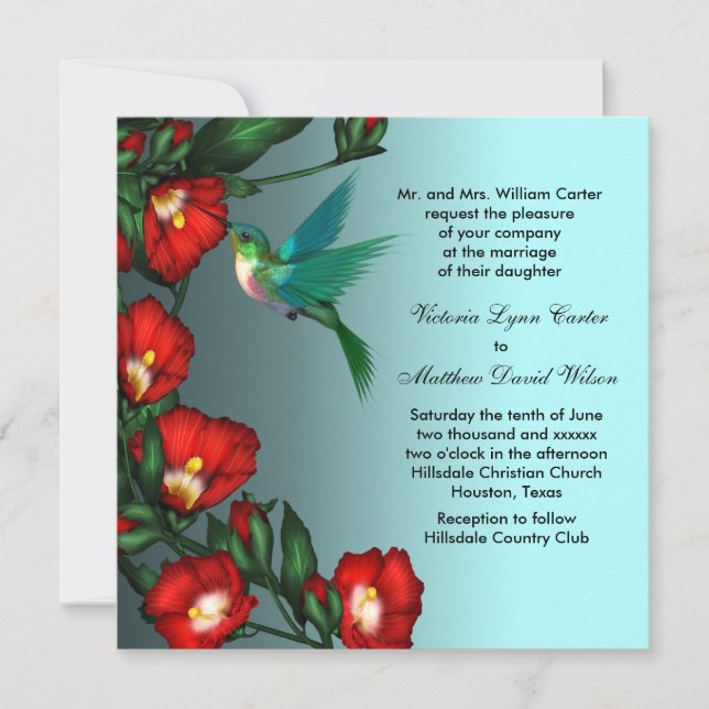 Invitaciones a la boda de Hummingbird (Anverso)