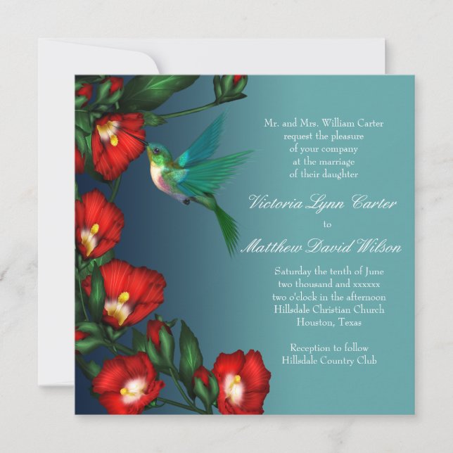 Invitaciones a la boda de Hummingbird (Anverso)