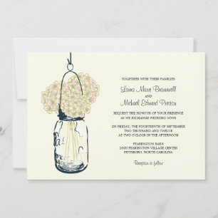 Invitaciones a la boda de Hydrangea y Mason Jar