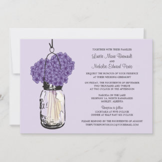 Invitaciones a la boda de Hydrangea y Mason Jar