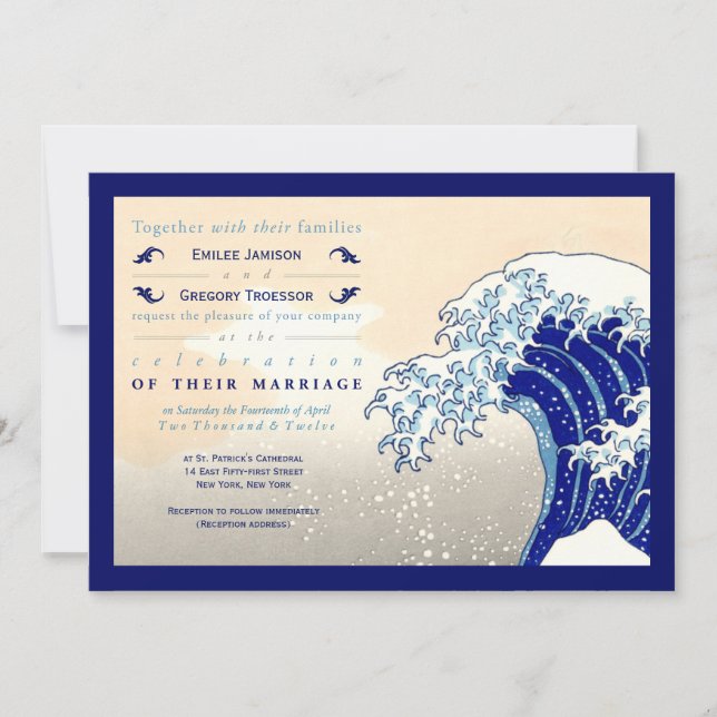 Invitaciones a la boda de impresión de bloques de  (Anverso)