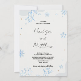 Invitaciones a la boda de invierno con nieves azul