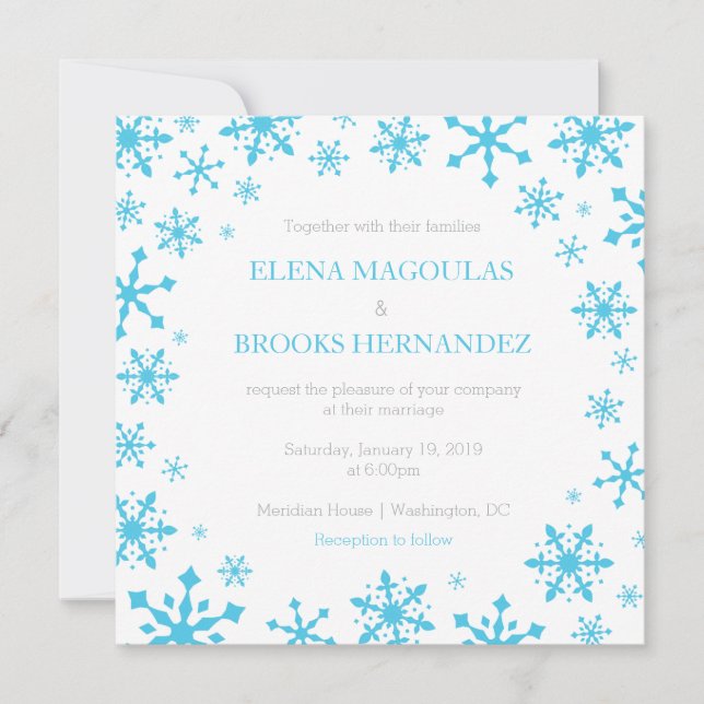 Invitaciones a la boda de invierno Copos de nieve (Anverso)