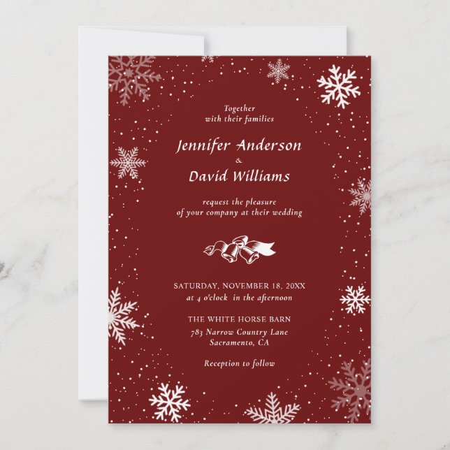 Invitaciones a la boda de invierno de Navidades de (Anverso)