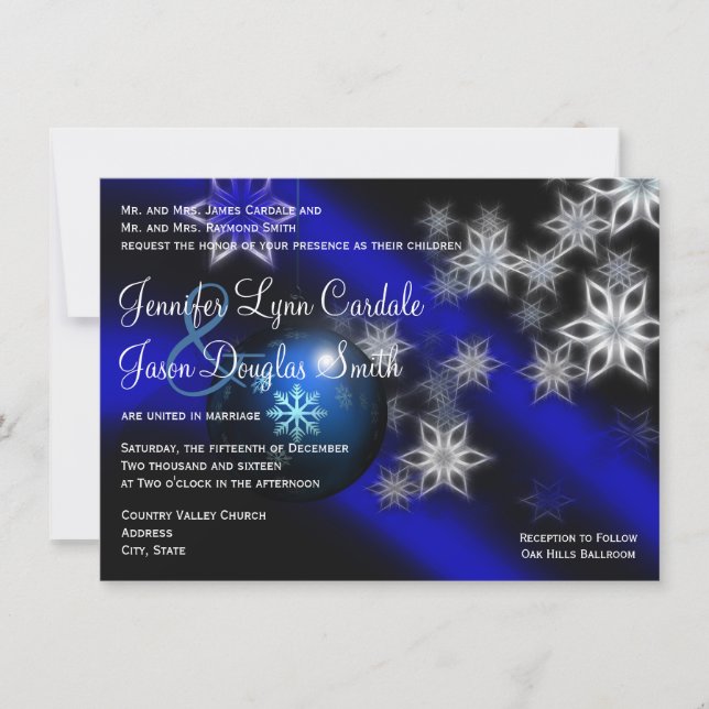 Invitaciones a la boda de invierno para Navidades  (Anverso)