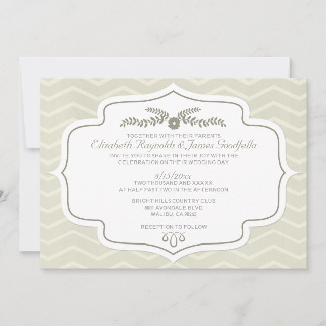 Invitaciones a la boda de Ivory Chevron (Anverso)