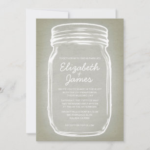 Invitaciones a la boda de Ivory Vintage Mason Jar
