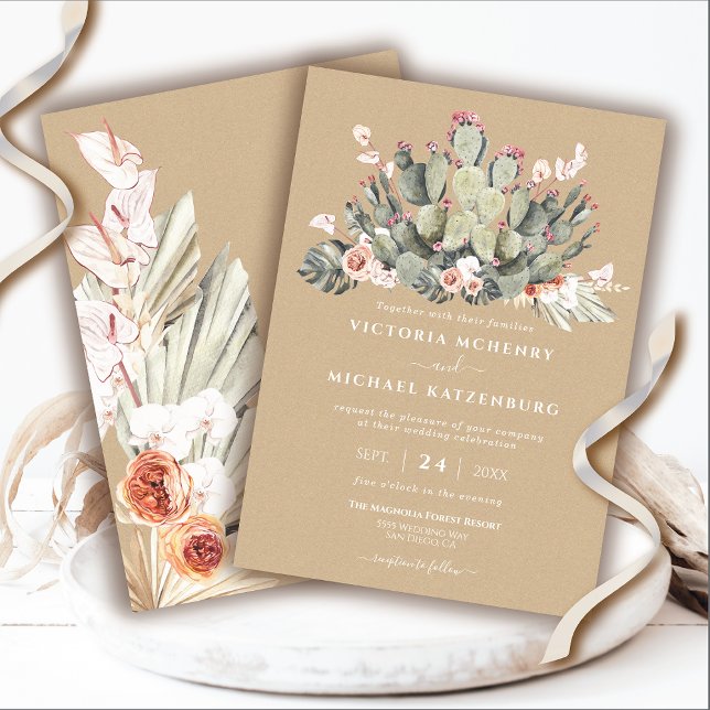 Invitaciones a la boda de Kraft y Cactus (Subido por el creador)