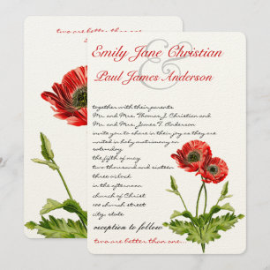 Invitaciones a la boda de la amapola roja cristian