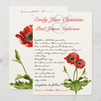 Invitaciones a la boda de la amapola roja cristian