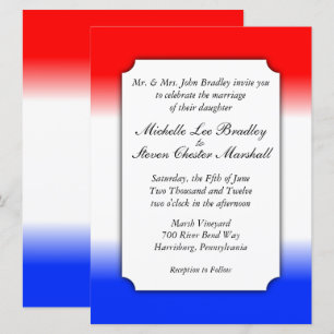 Invitaciones a la boda de la banda blanca y azul
