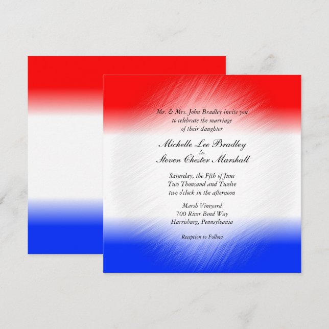 Invitaciones a la boda de la banda blanca y azul (Anverso / Reverso)