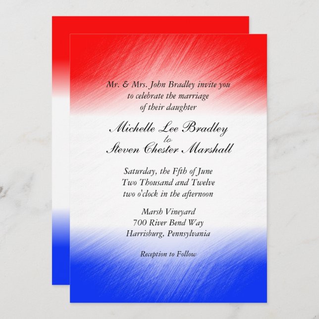 Invitaciones a la boda de la banda blanca y azul (Anverso / Reverso)