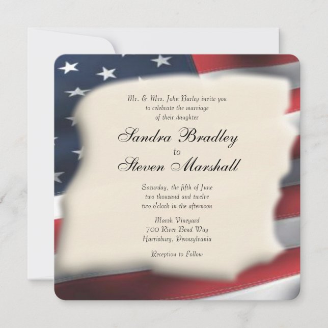 Invitaciones a la boda de la bandera estadounidens (Anverso)