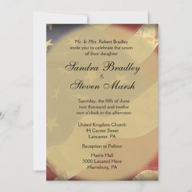 Invitaciones a la boda de la bandera estadounidens (Anverso)