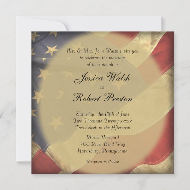 Invitaciones a la boda de la bandera estadounidens (Anverso)