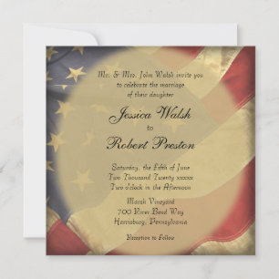 Invitaciones a la boda de la bandera estadounidens