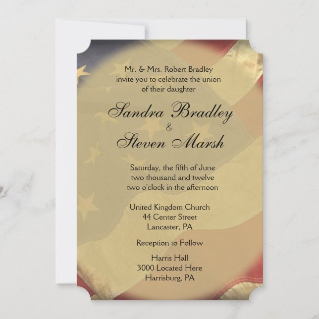 Invitaciones a la boda de la bandera estadounidens (Anverso)