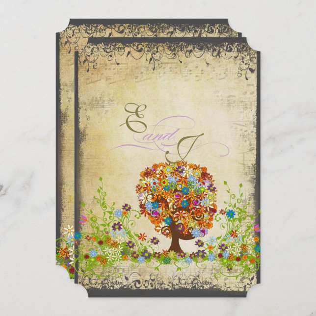 Invitaciones a la boda de la bifurcación lateral f (Anverso / Reverso)