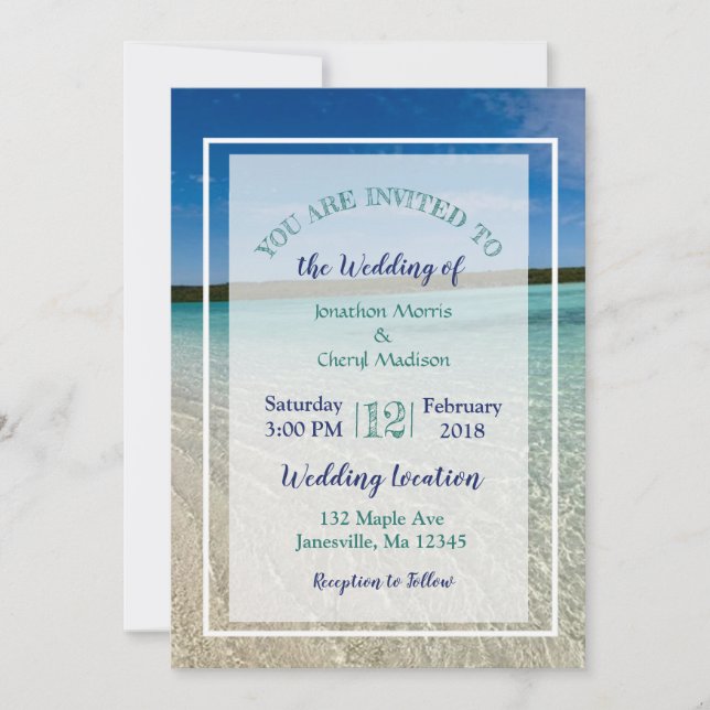 Invitaciones a la boda de la boda acuática de Beac (Anverso)