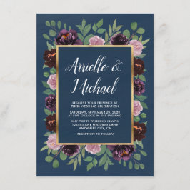 Invitaciones a la boda de la boda azul de la Rosa 