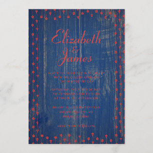 Invitaciones a la boda de la Boda Azul y Roja Rust