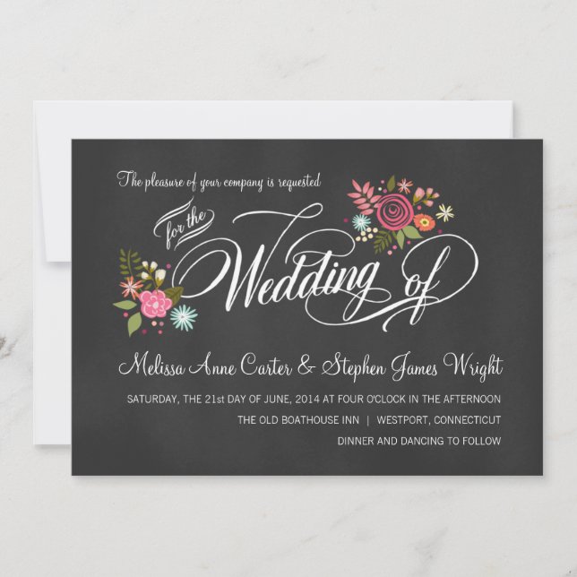 Invitaciones a la boda de la Boda de Chalkboard co (Anverso)