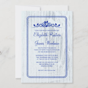 Invitaciones a la boda de la Boda de Madera Azul V