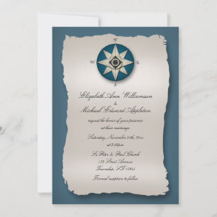 Invitaciones a la boda de la brújula azul
