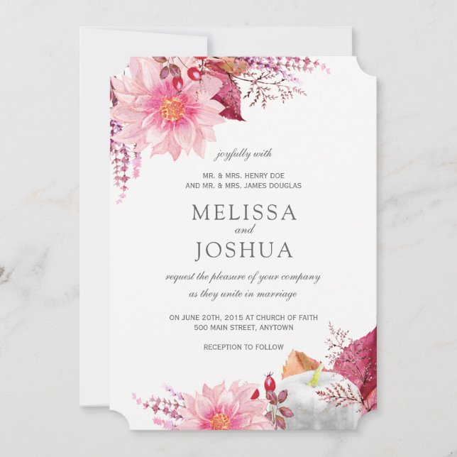 Invitaciones a la boda de la caída de Bonitos Dahl (Anverso)