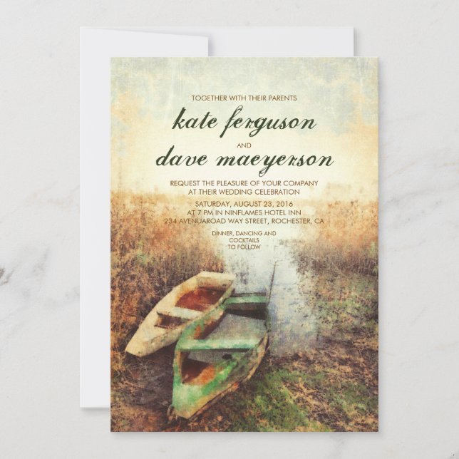 Invitaciones a la boda de la caída del lago Rústic (Anverso)