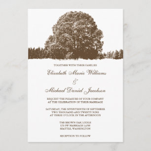 Invitaciones a la boda de la caída del roble marró