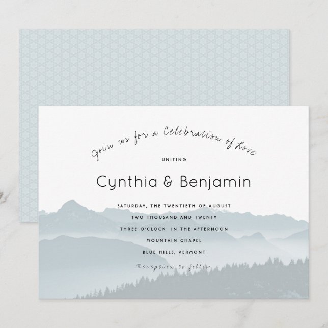 Invitaciones a la boda de la celebración de Mounta (Anverso / Reverso)