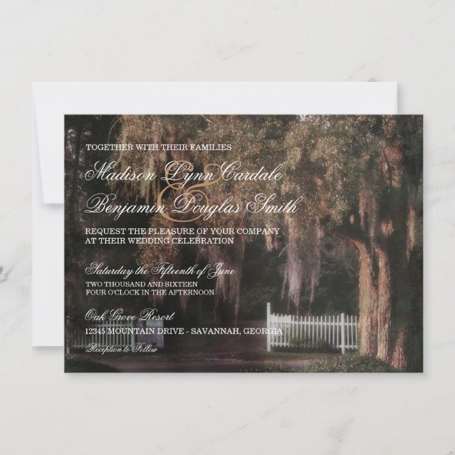 Invitaciones a la boda de la cerca de la reja de r (Anverso)