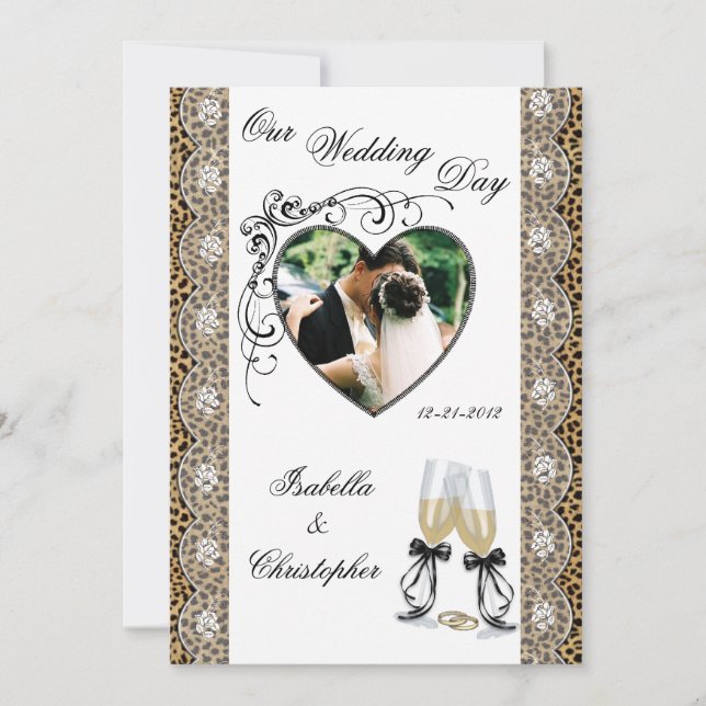 Invitaciones a la boda de la copa de champán impre (Anverso)