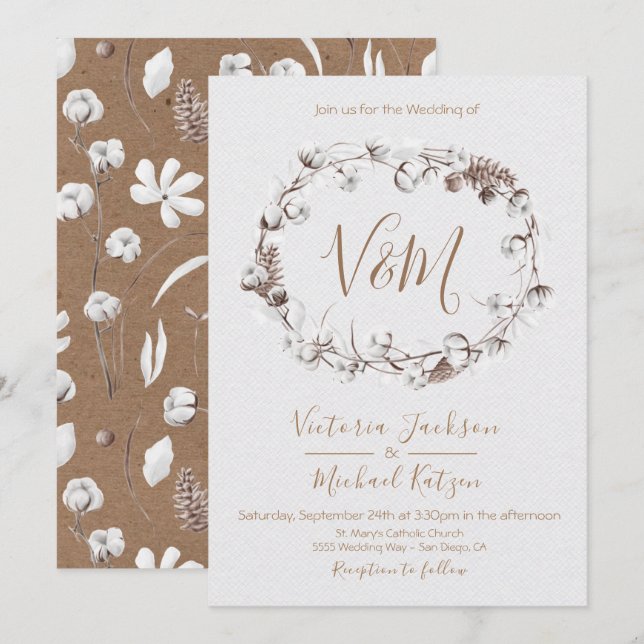 Invitaciones a la boda de la corona blanca (Anverso / Reverso)