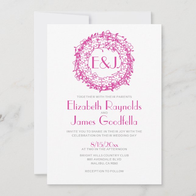 Invitaciones a la boda de la corona floral (Anverso)