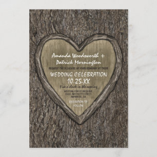 Invitaciones a la boda de la corteza de roble rúst