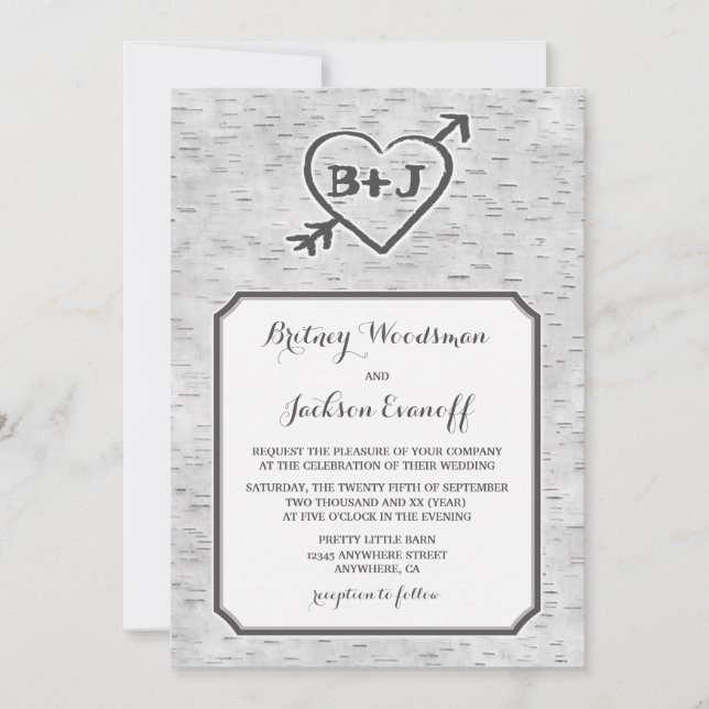 Invitaciones a la boda de la corteza del árbol de  (Anverso)
