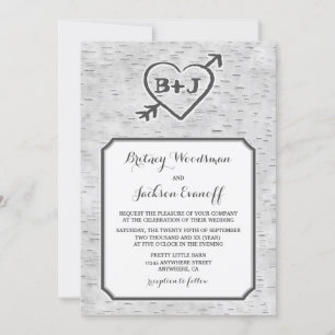 Invitaciones a la boda de la corteza del árbol de