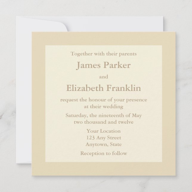 Invitaciones a la boda de la cuadrada de la crema (Anverso)
