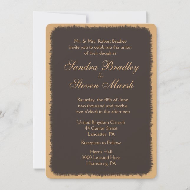 Invitaciones a la boda de la elegancia del chocola (Anverso)