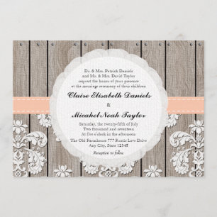 Invitaciones a la boda de la encaje de madera de c