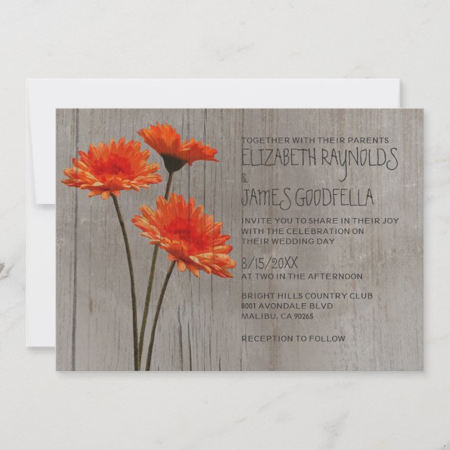 Invitaciones a la boda de la fiesta de la Gerbera  (Anverso)