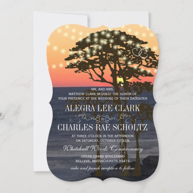 Invitaciones a la boda de la fiesta de la noche en (Anverso)