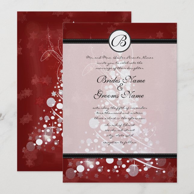 Invitaciones a la boda de la fiesta de Navidad en  (Anverso / Reverso)