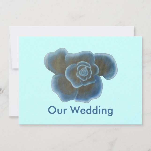 Invitaciones a la boda de la flor de rosa azul (Anverso)