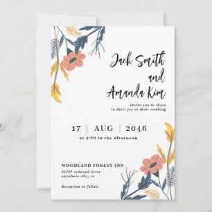 Invitaciones a la boda de la flor floral de verano